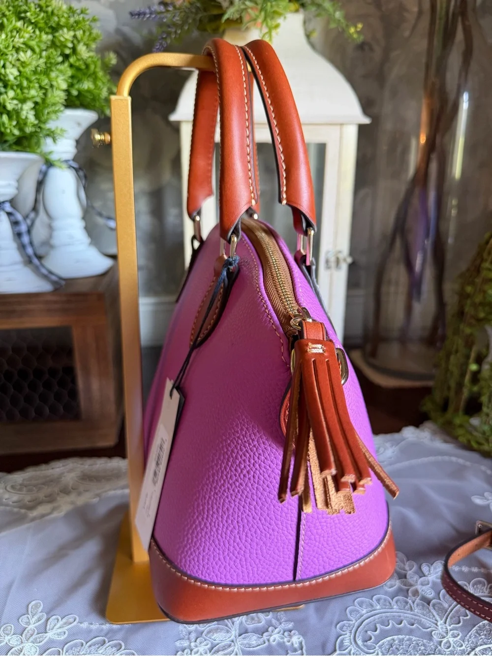 NWT Dooney & Bourke Orchid Pebble Grain Geena Satchel R1327 OD